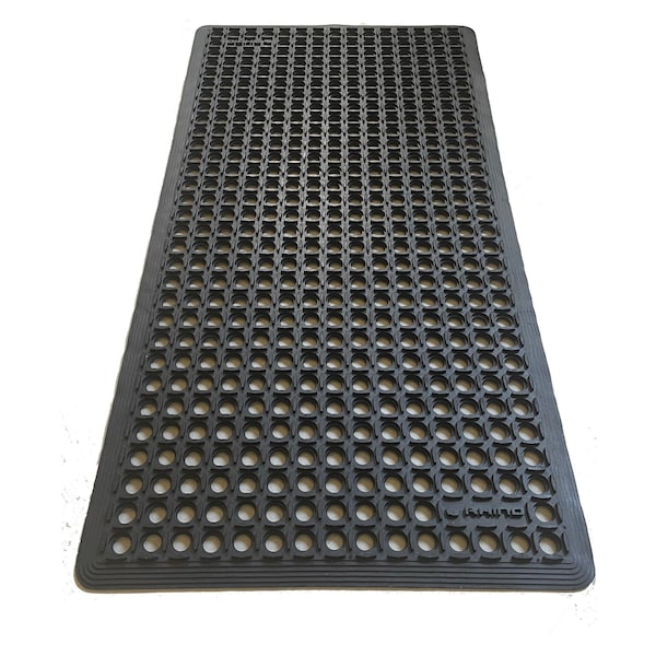 Rhino Mats K-Series Comfort Drainage Mat, Rubber, Drainage Holes, 2 ft W x 4 ft L, Black KCT-2448B - main